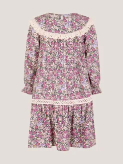 Monsoon Purple Fairy Floral Long Sleeve Dress