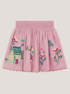 Monsoon Purple Fairytale Embroidered Cotton Skirt