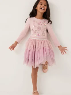 Monsoon Purple Floral Sequin Embellished Disco Dress