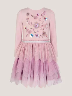 Monsoon Purple Floral Sequin Embellished Disco Dress