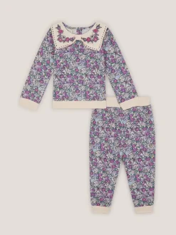 Monsoon Purple Floral Sweatshirt & Joggers Set
