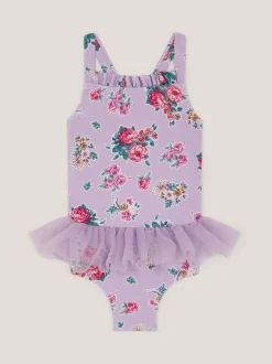 Monsoon Purple Floral Tutu Swimsuit
