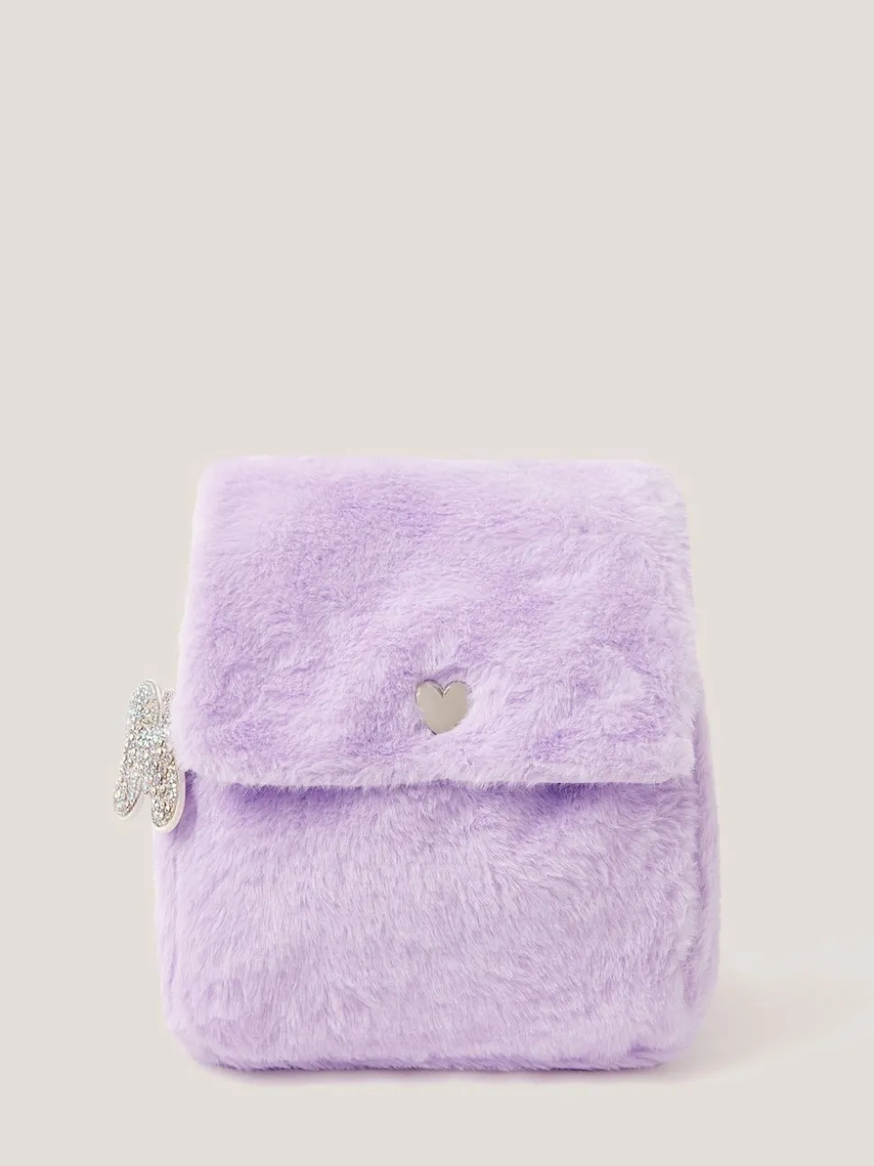 Monsoon Purple Fluffy Backpack with Butterfly Charm