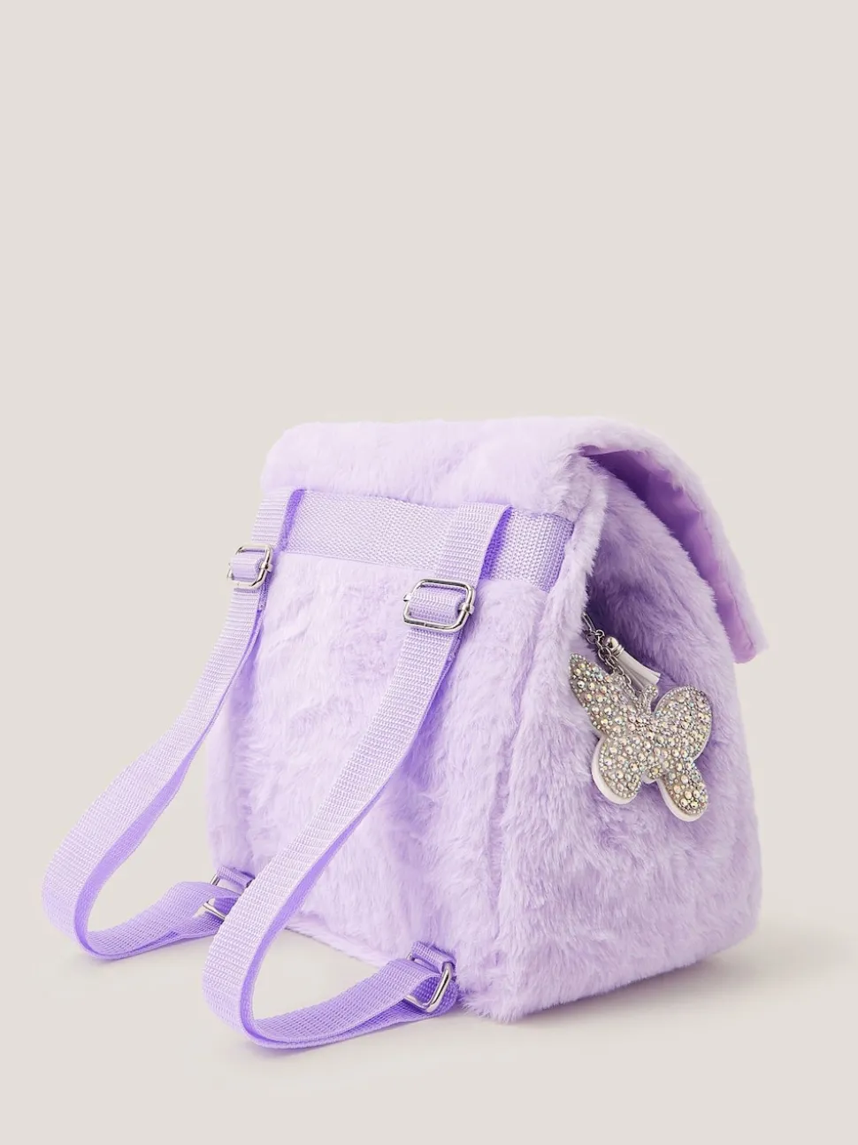 Monsoon Purple Fluffy Backpack with Butterfly Charm