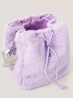 Monsoon Purple Fluffy Backpack with Butterfly Charm