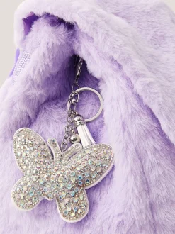 Monsoon Purple Fluffy Backpack with Butterfly Charm