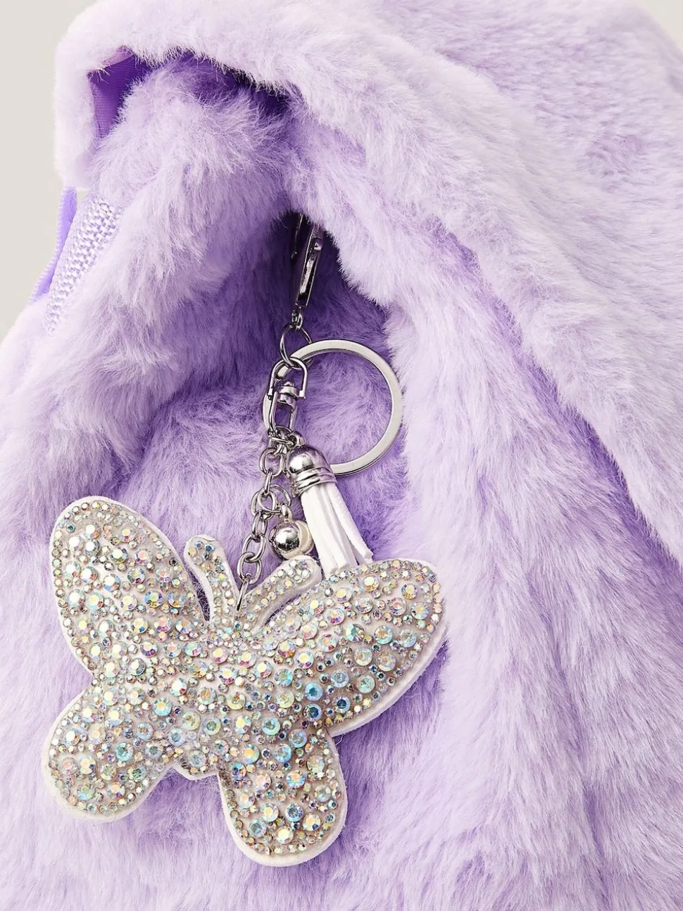 Monsoon Purple Fluffy Backpack with Butterfly Charm