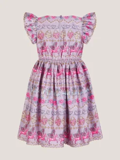 Monsoon Purple Magical Unicorn Print Satin Dress