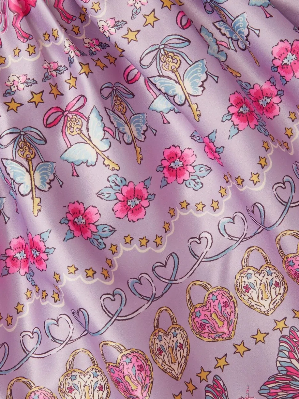 Monsoon Purple Magical Unicorn Print Satin Dress