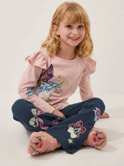 Monsoon Purple Unicorn Embellished Long Sleeve Top
