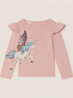 Monsoon Purple Unicorn Embellished Long Sleeve Top