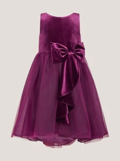 Monsoon Purple Velvet Bow Party Dress