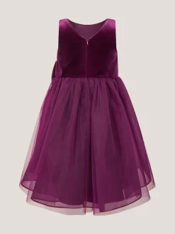 Monsoon Purple Velvet Bow Party Dress