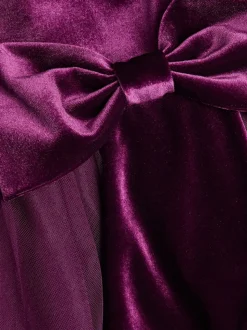 Monsoon Purple Velvet Bow Party Dress