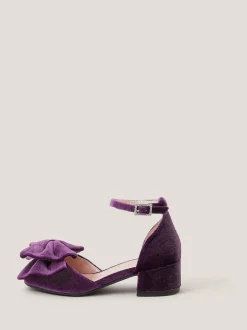 Monsoon Purple Velvet Bow Two-Part Heels