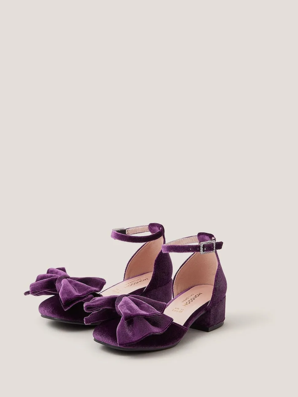 Monsoon Purple Velvet Bow Two-Part Heels