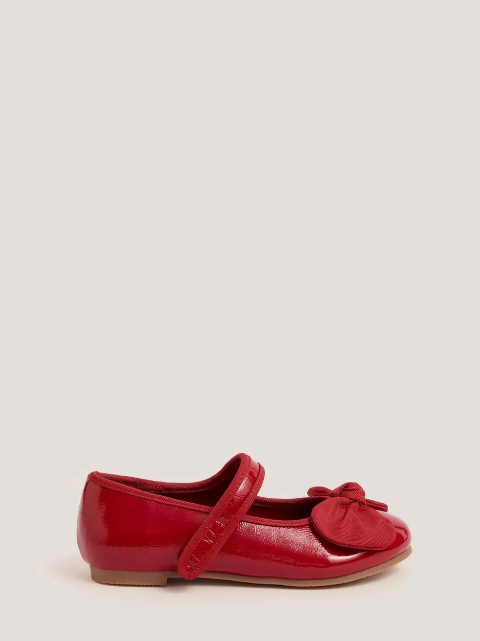 Monsoon Red Bow Patent Strap Ballet Shoes