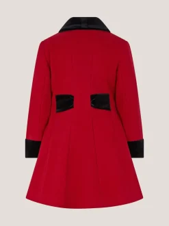 Monsoon Red Contrast Double-Breasted Velvet Coat