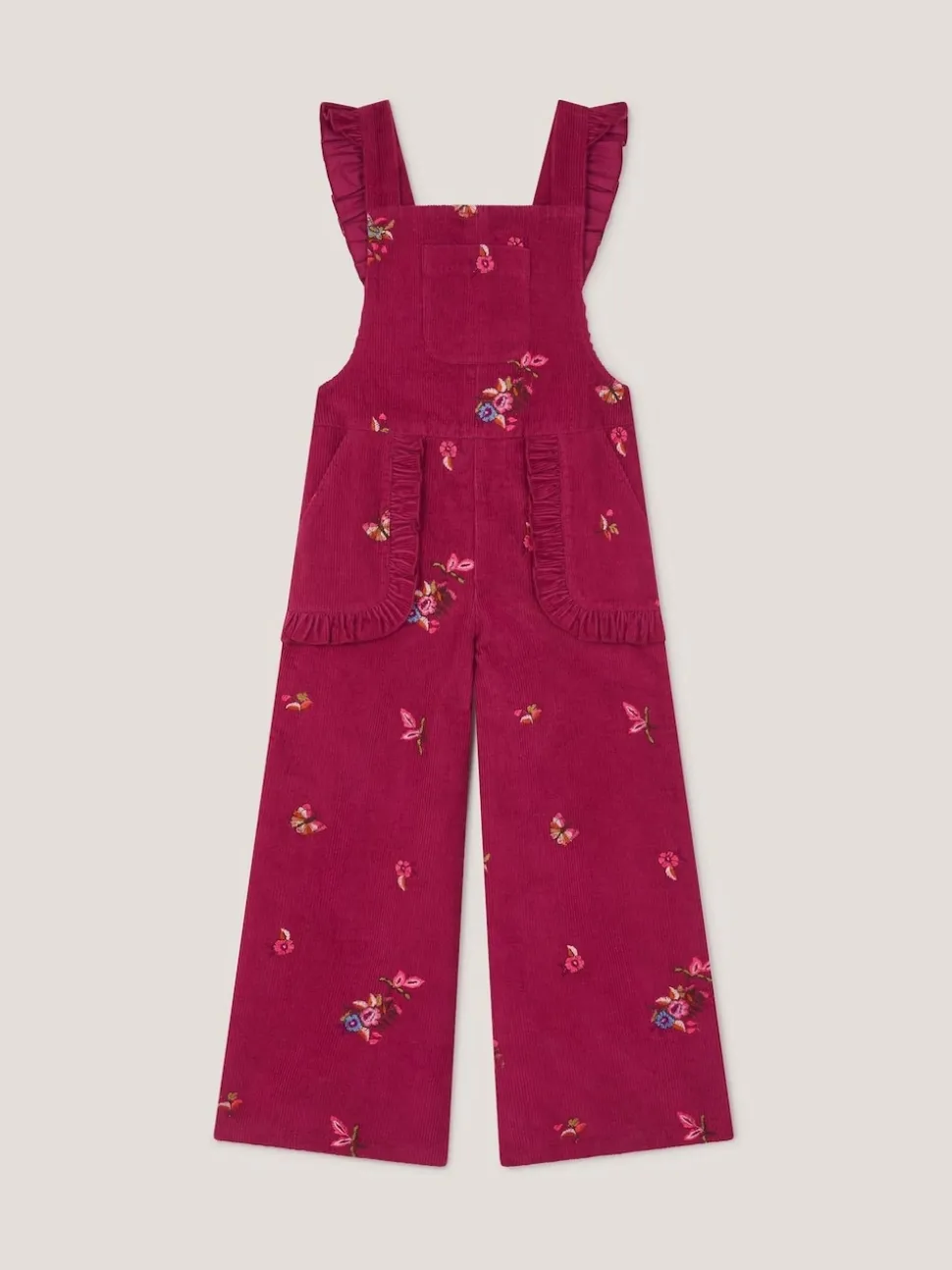 Monsoon Red Embroidered Corduroy Dungarees