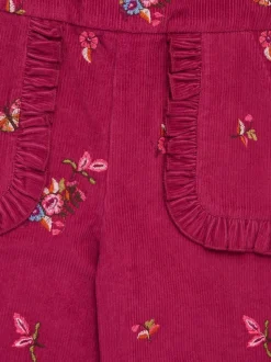 Monsoon Red Embroidered Corduroy Dungarees