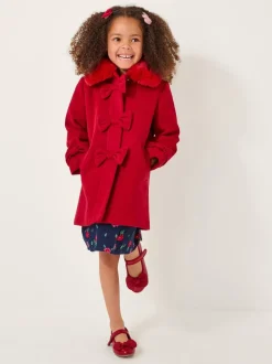 Monsoon Red Faux Collar Bow Coat
