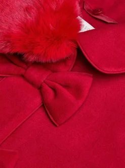 Monsoon Red Faux Collar Bow Coat