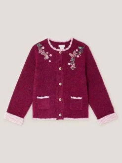 Monsoon Red Floral Embroidered Cardigan