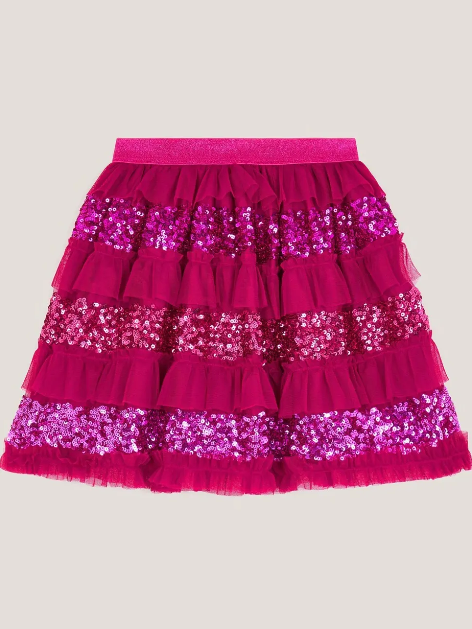 Monsoon Red Sequin Ruffle Disco Skirt