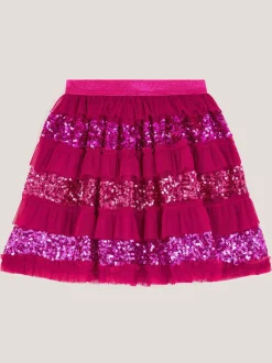 Monsoon Red Sequin Ruffle Disco Skirt