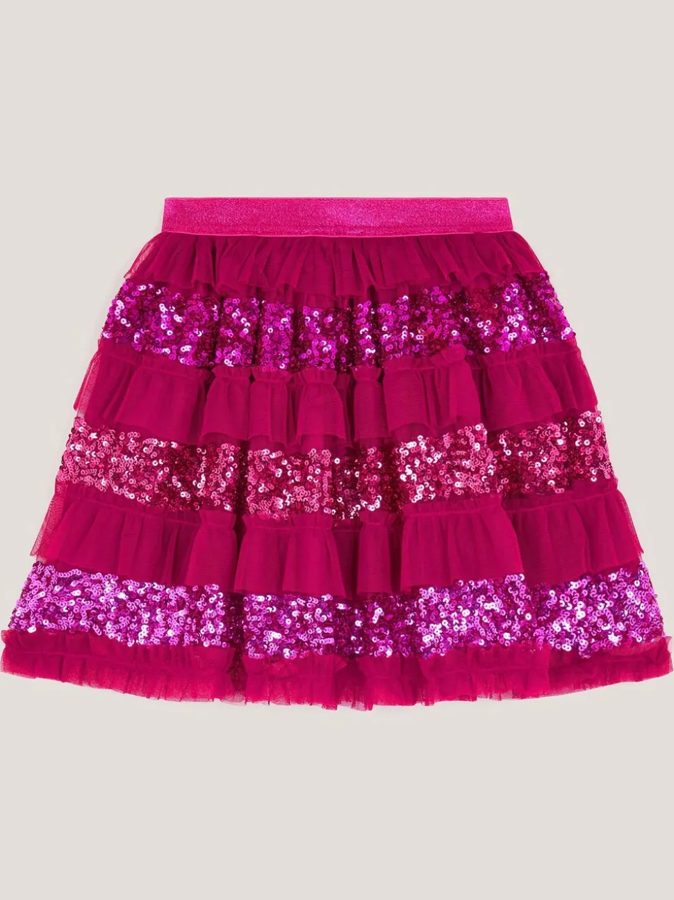 Monsoon Red Sequin Ruffle Disco Skirt
