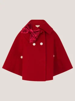 Monsoon Red Velvet Bow Cape