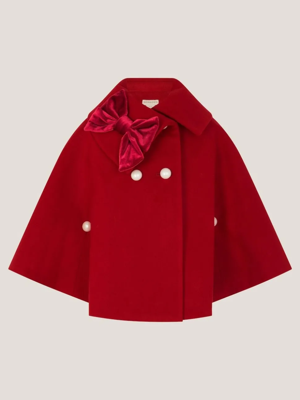 Monsoon Red Velvet Bow Cape