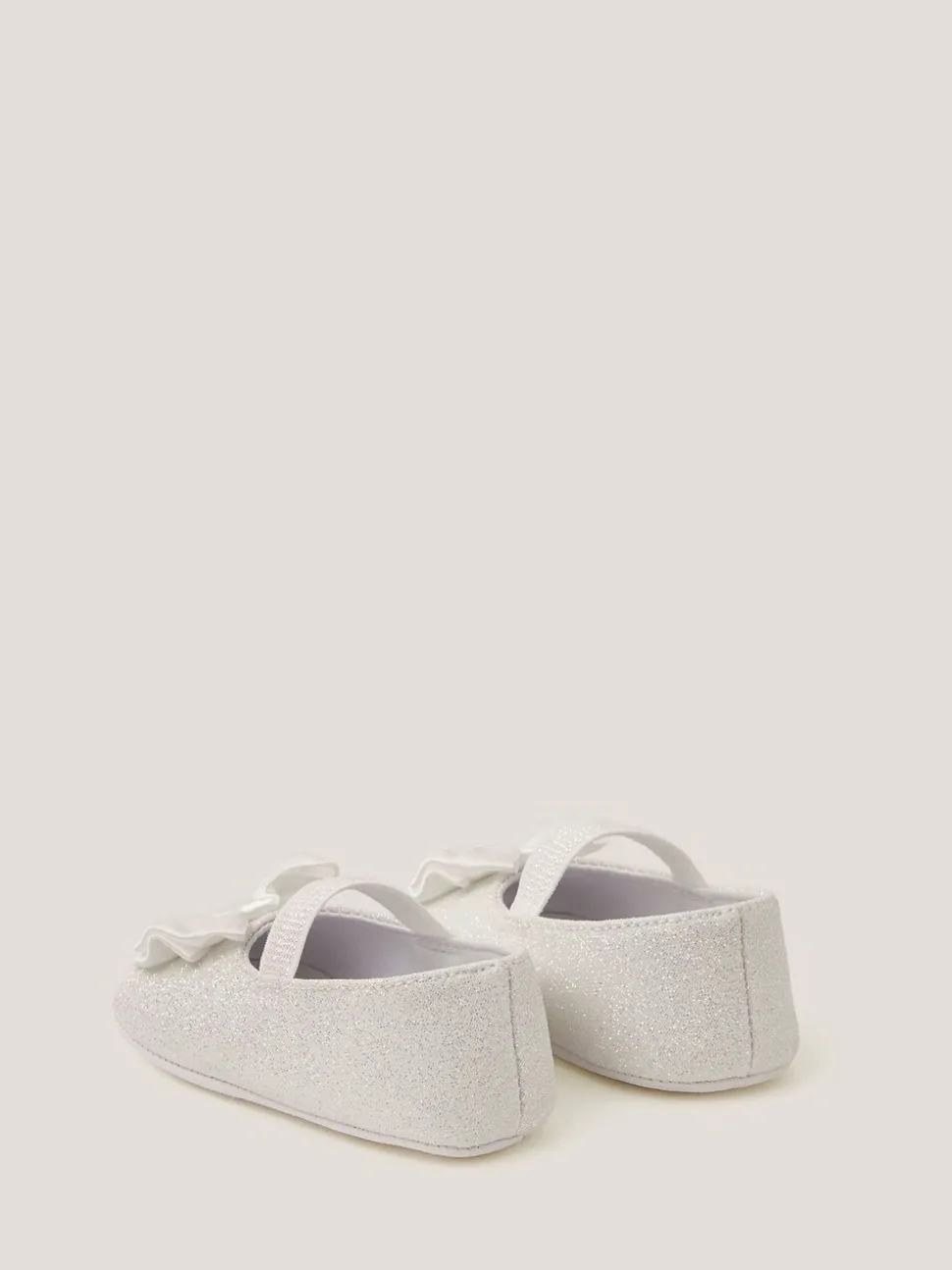 Monsoon Silver Baby Bow Glitter Shoes & Headband Set