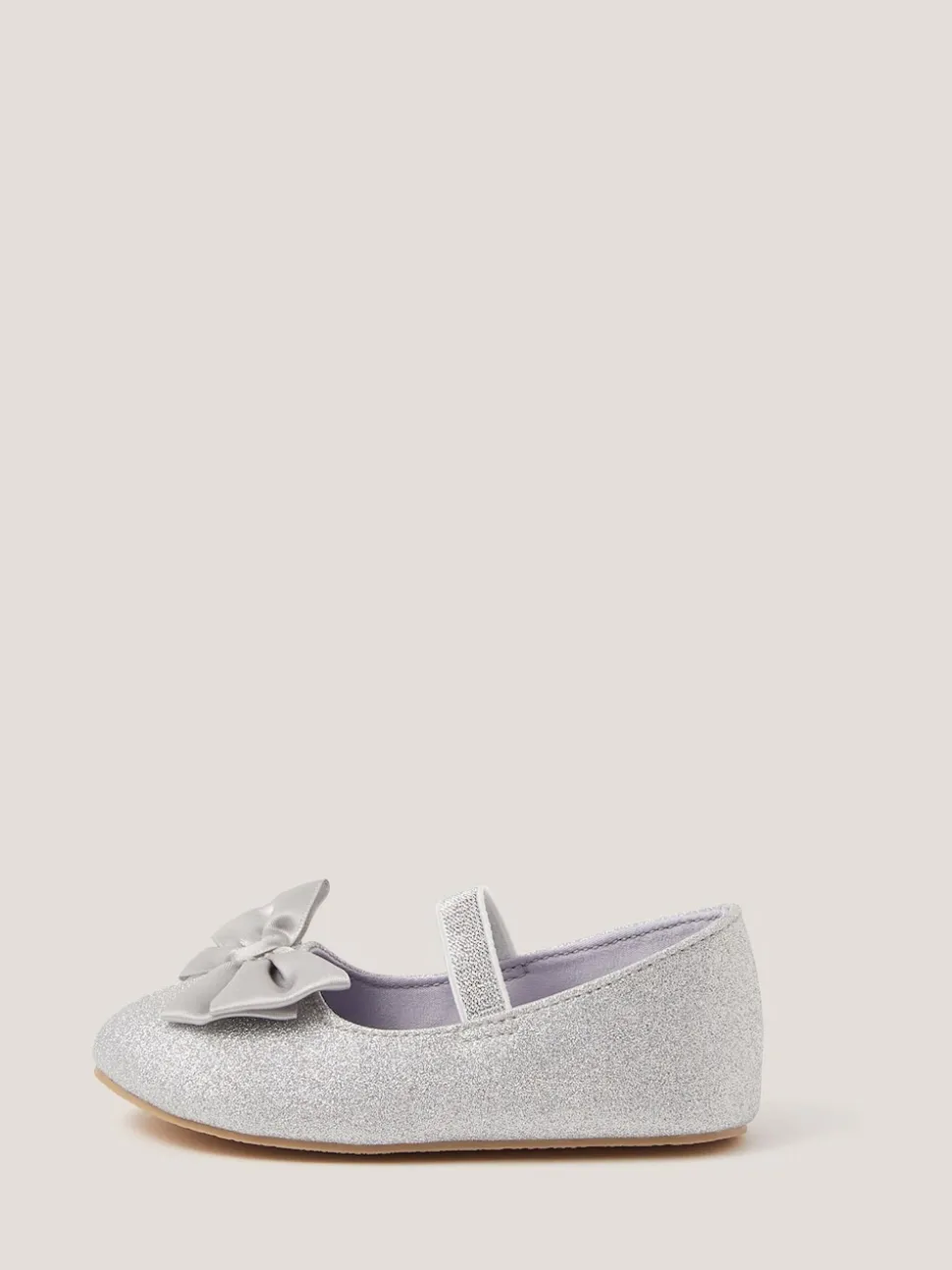 Monsoon Silver Baby Bow Glitter Walker Shoes