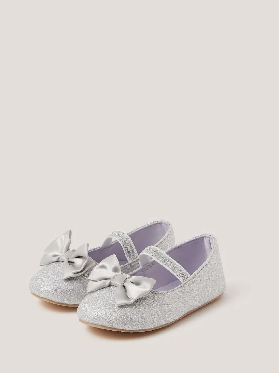 Monsoon Silver Baby Bow Glitter Walker Shoes