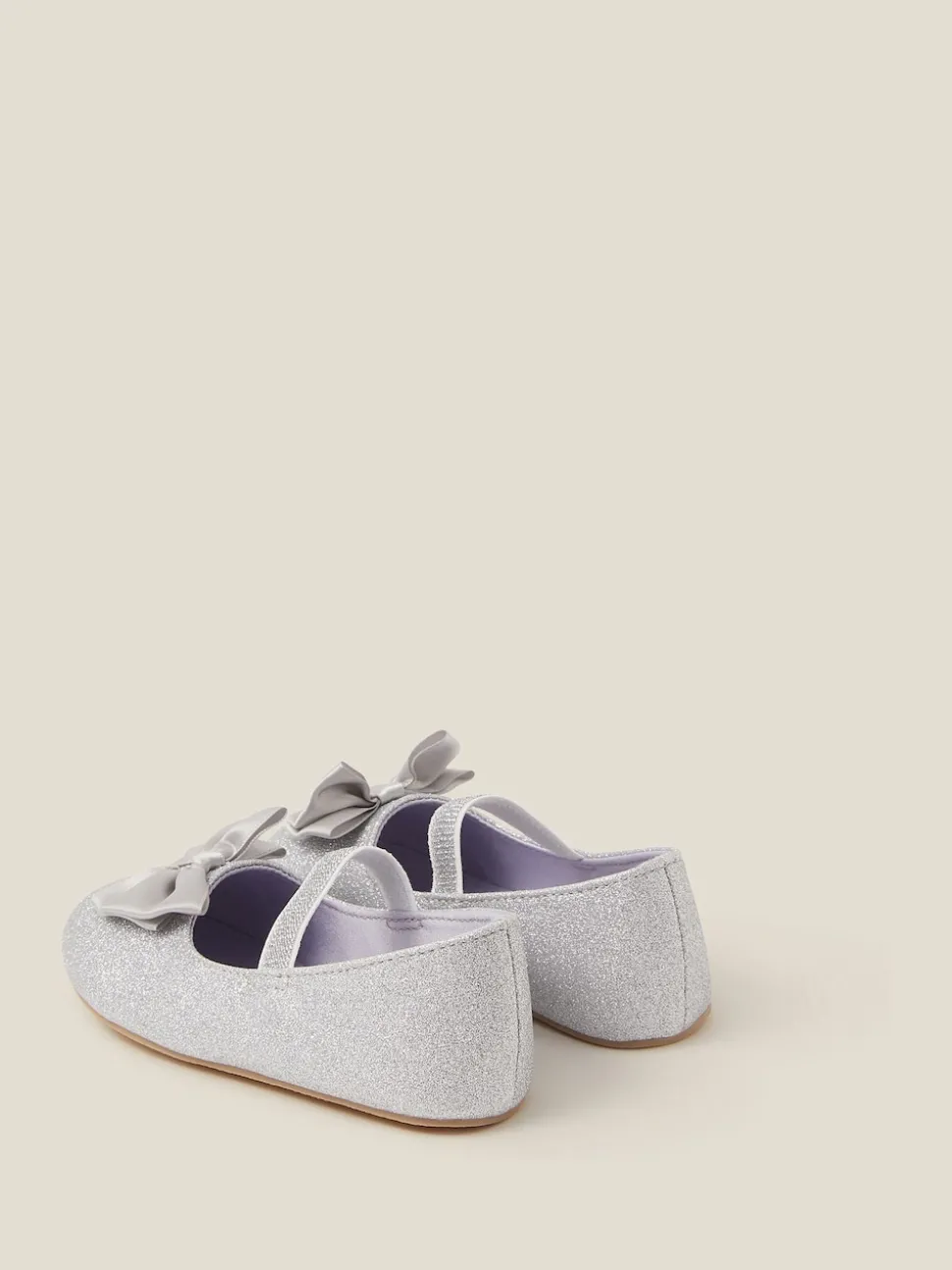 Monsoon Silver Baby Bow Glitter Walker Shoes