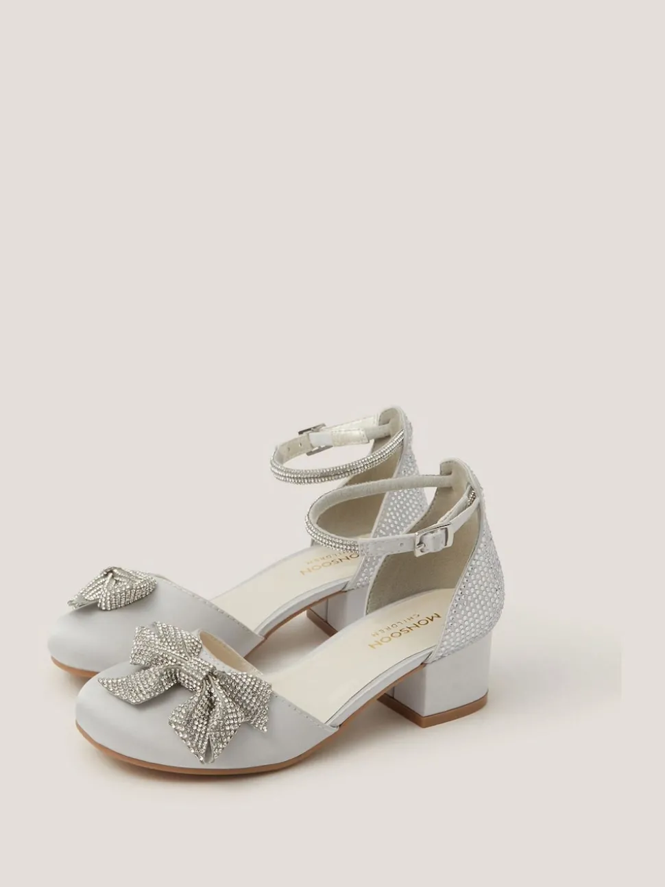 Monsoon Silver Sparkle Bow Two-Part Heels