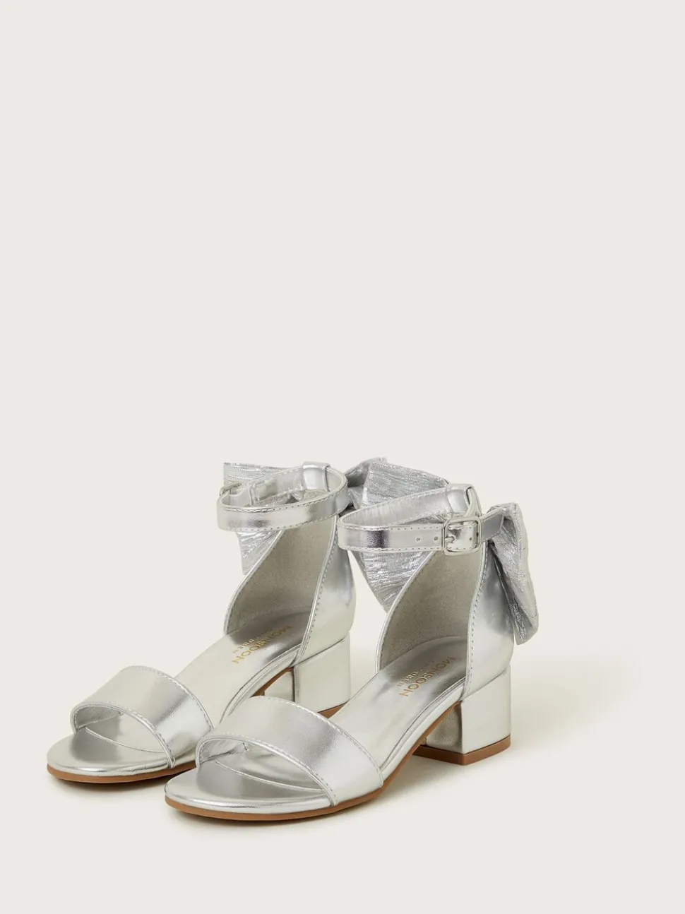 Monsoon Silver Two Part Bow Heels