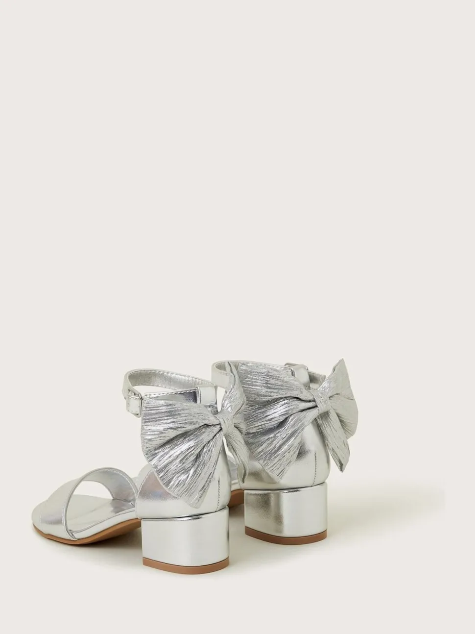Monsoon Silver Two Part Bow Heels