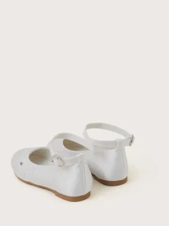 Monsoon White Communion Flower Ballet Flats