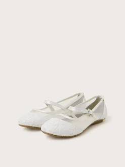 Monsoon White Communion Lace Ballerinas Flats