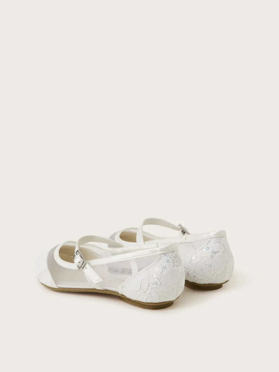 Monsoon White Communion Lace Ballerinas Flats