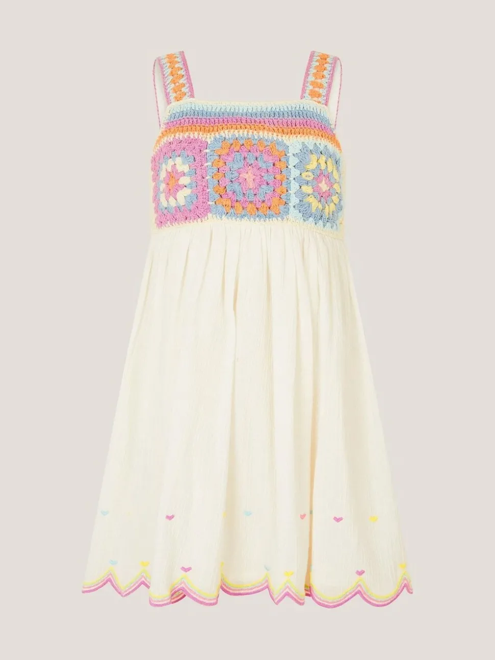 Monsoon White Crochet Sleeveless Dress
