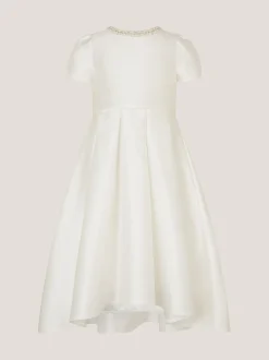 Monsoon White Isabella Short Sleeve Pearl Effect Embellished Dress