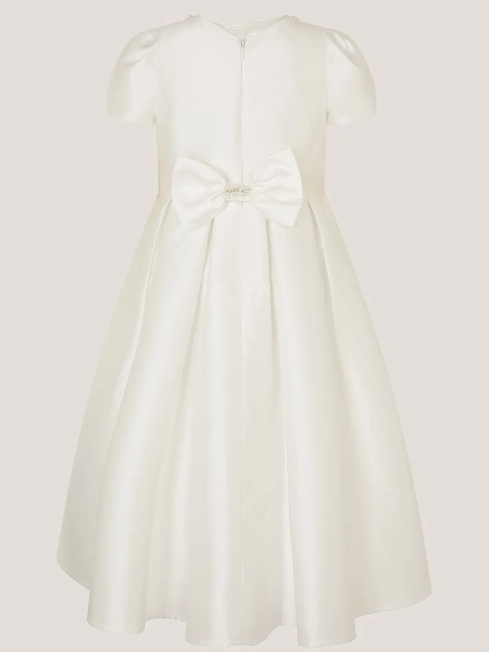 Monsoon White Isabella Short Sleeve Pearl Effect Embellished Dress