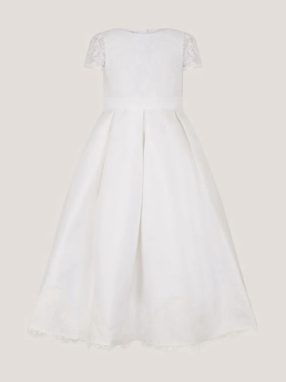 Monsoon White Lola Bow Lace Trim Dress