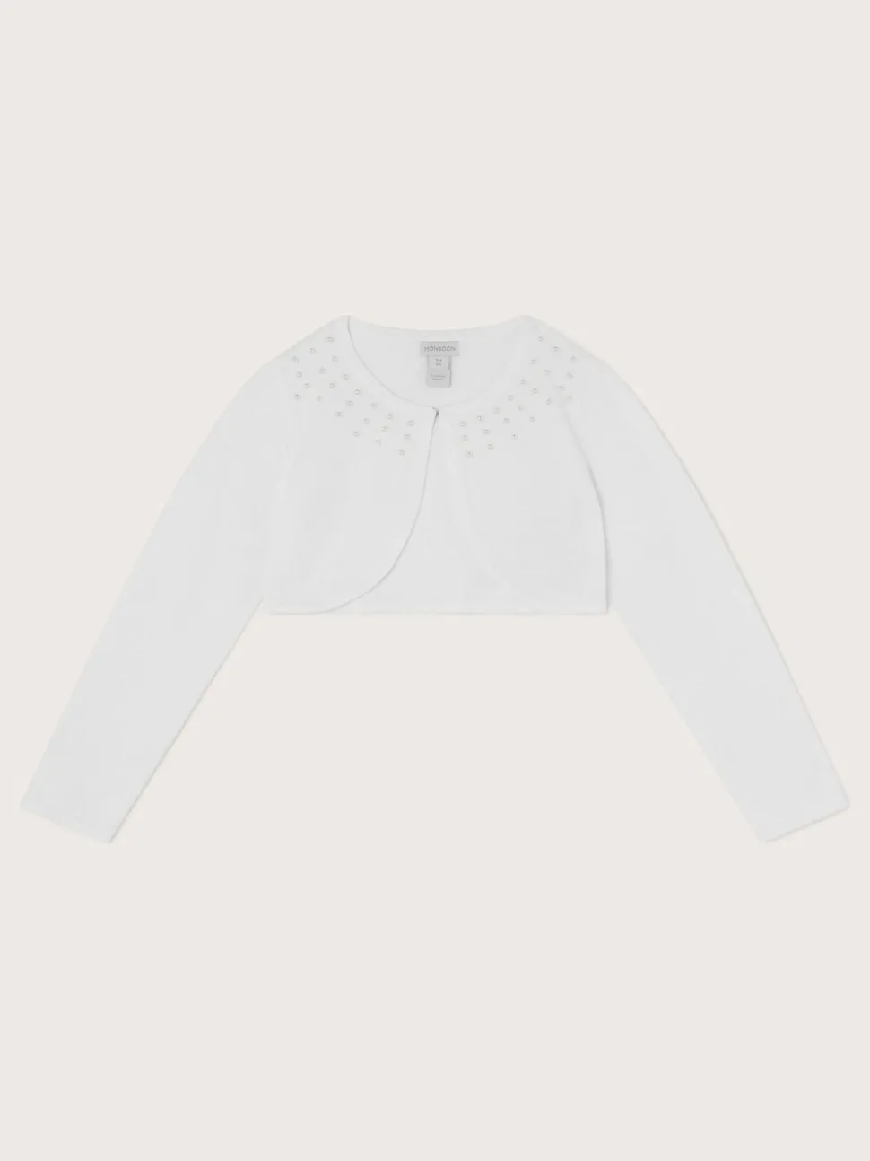 Monsoon White Niamh Pearl Embellished 100% Cotton Cardigan