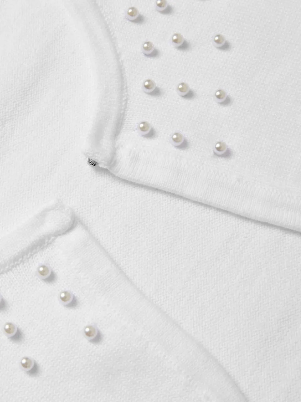 Monsoon White Niamh Pearl Embellished 100% Cotton Cardigan