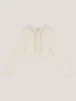 Monsoon White Pearl Fuzzy Cardigan