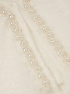 Monsoon White Pearl Fuzzy Cardigan